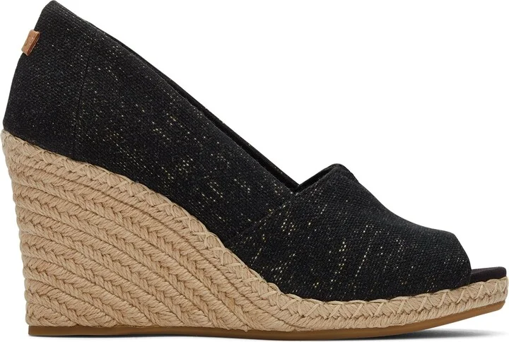 Michelle Black Metallic Linen Wedge Heel