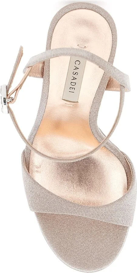 'michelle' Grey Heeled Sandals With Clamp Detail On The Strap In Fabric Woman - Image 4