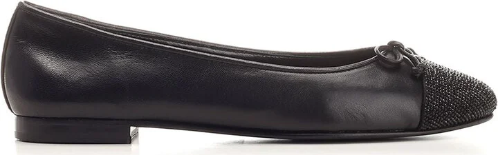 Micro Crystal Cap-Toe Flats Scarpe Basse Black