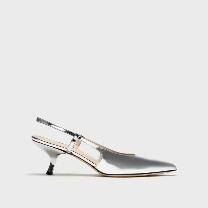 Micro Slingback Pump in Metallic Leather - Image 2