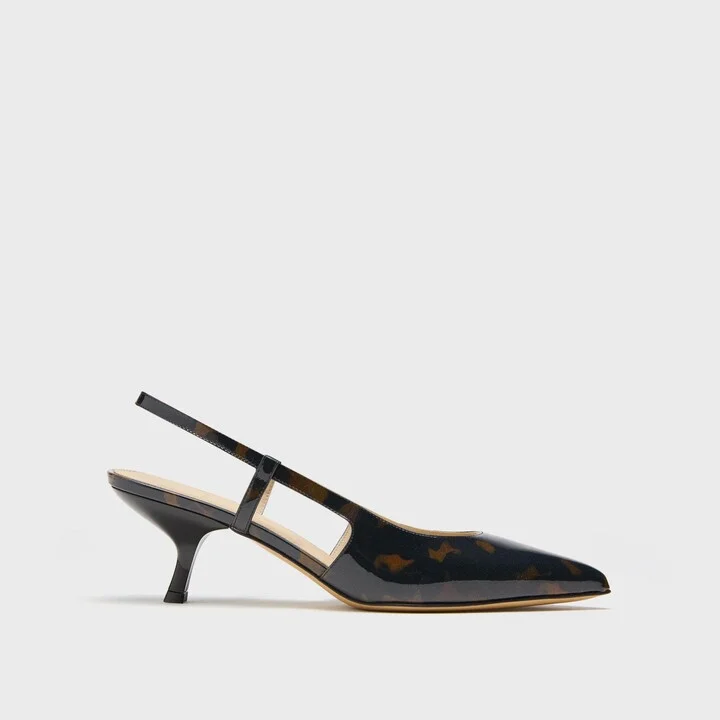 Micro Slingback Pump in Tortoiseshell Printed Leather - Image 2