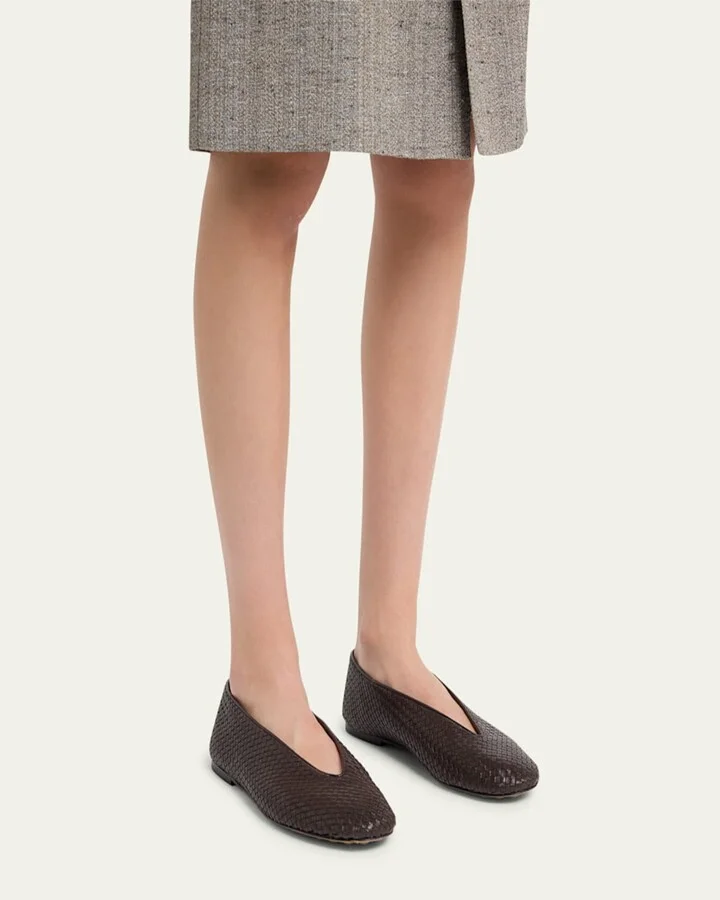 Micro Woven Nappa Leather Ballerina Flats - Image 5