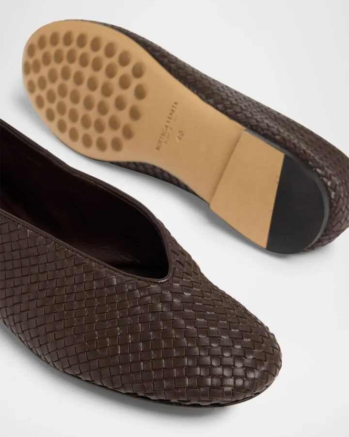 Micro Woven Nappa Leather Ballerina Flats - Image 4