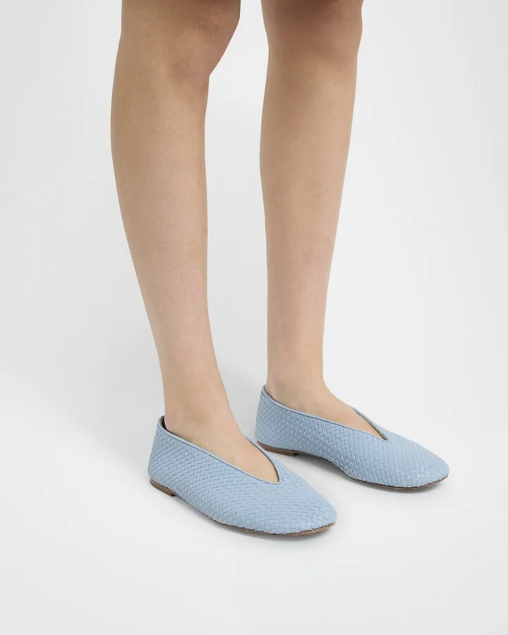 Micro Woven Nappa Leather Ballerina Flats - Image 9