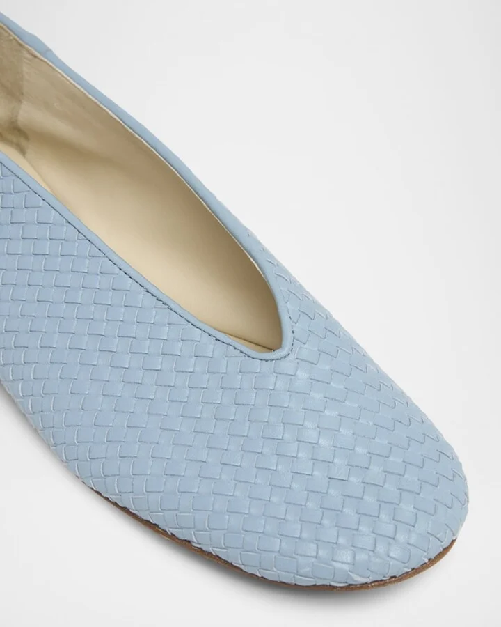 Micro Woven Nappa Leather Ballerina Flats - Image 10