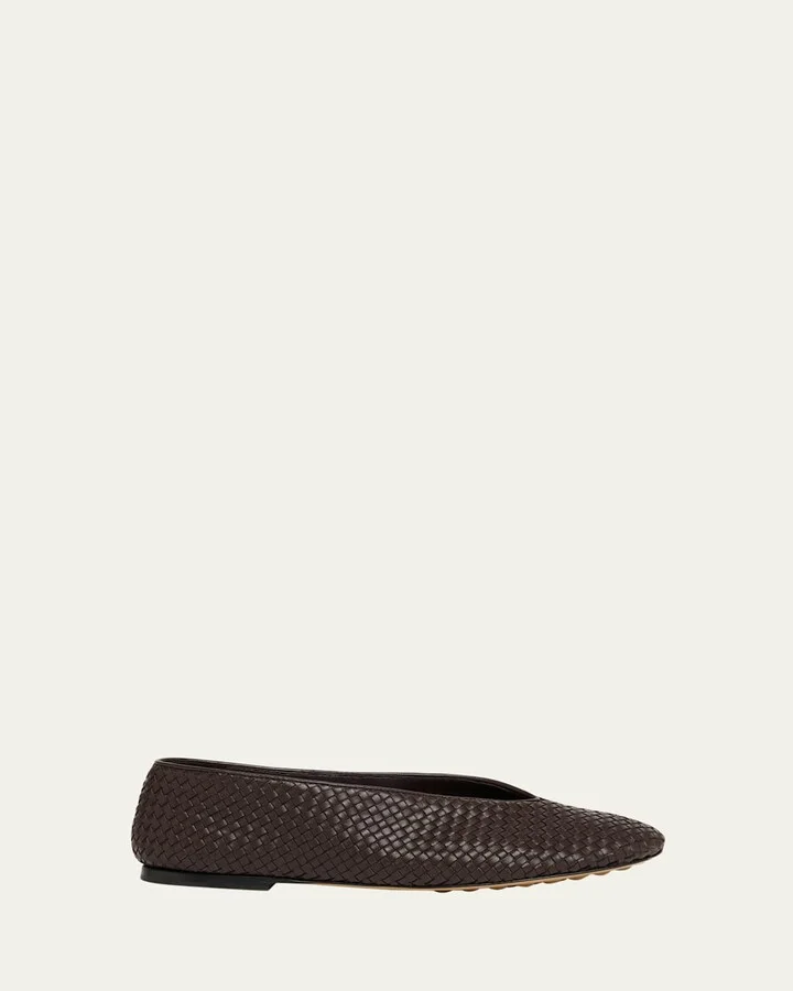 Micro Woven Nappa Leather Ballerina Flats