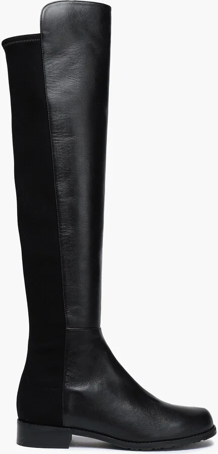Microstretch and leather over-the-knee boots