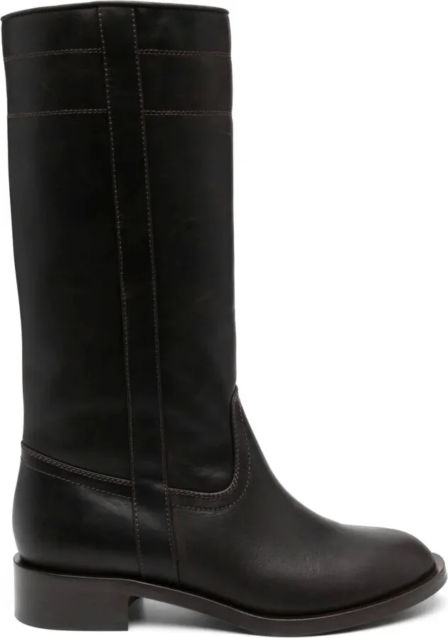 Mid-Calf Leather Boots