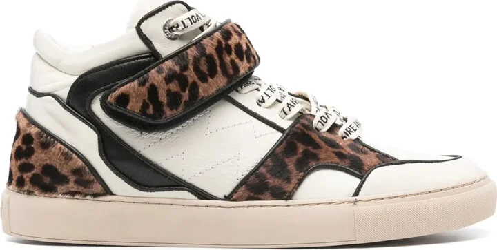 Mid Flash leopard-effect sneakers