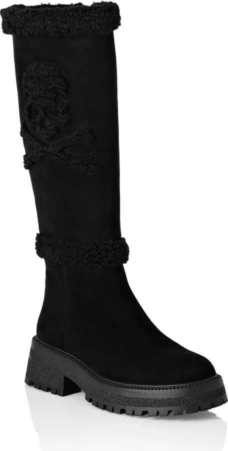 Mid Flat Boots Skull & Bones