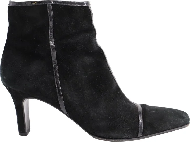 Mid Heel Ankle Boots in Black Suede