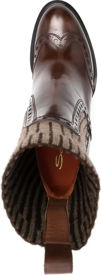 Mid-Heel Brogue Sock Boots - Image 4