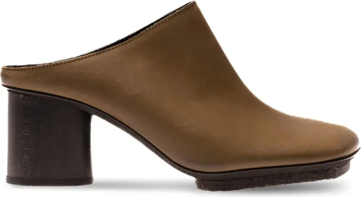 Mid-Heel Leather Mules