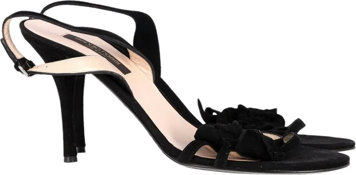 Mid-Heel Sandals in Black Velvet