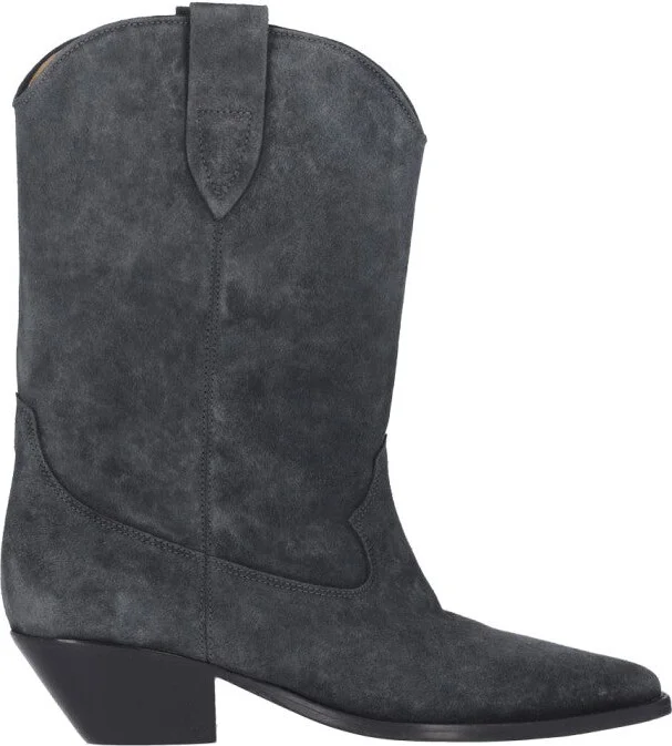 Mid-Height Block Heel Suede Western Boots