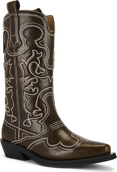 Mid Shaft Embroidered Western Boot - Image 2
