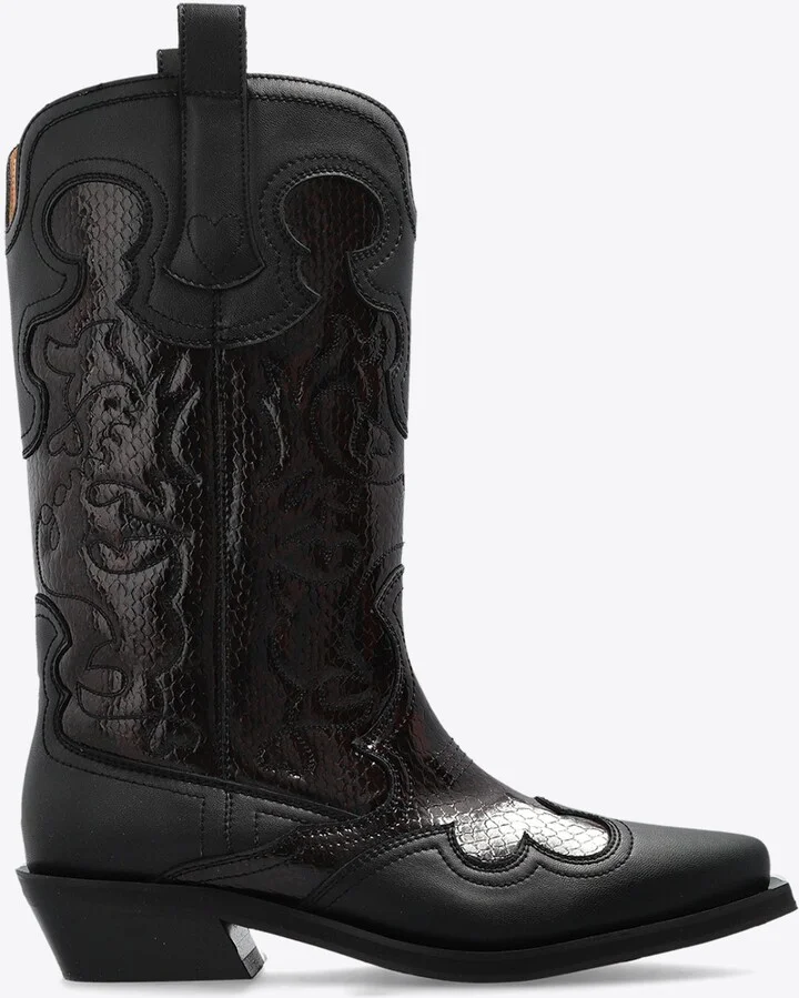 Mid Shaft Embroidered Western Boots