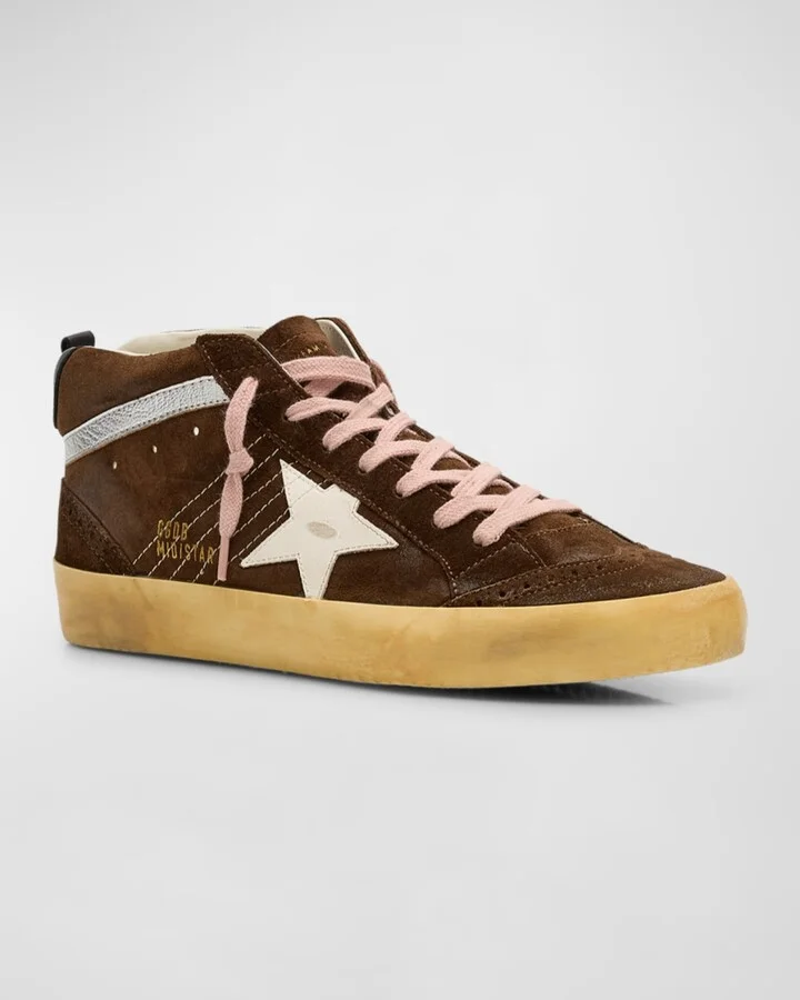 Mid Star Brogue Distressed Suede Sneakers - Image 4