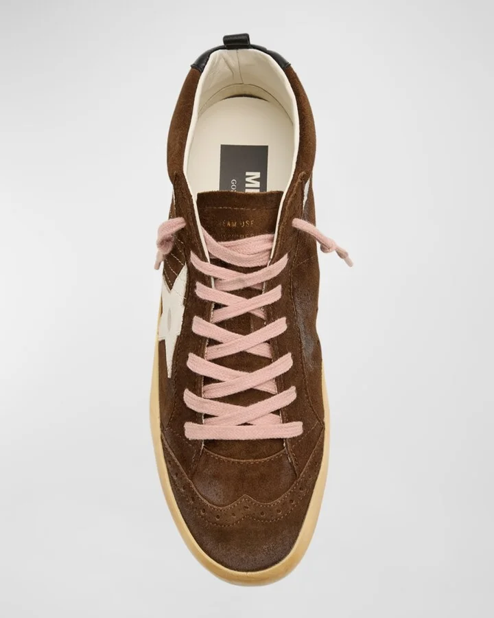 Mid Star Brogue Distressed Suede Sneakers - Image 5