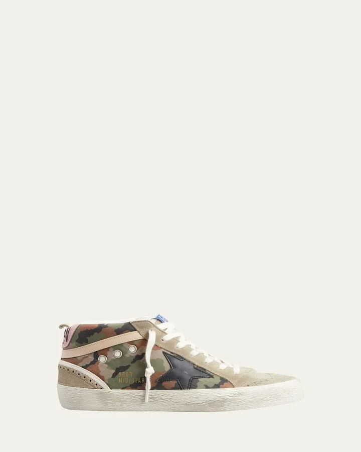 Mid Star Camo Wing-Tip Sneakers
