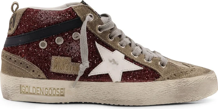 Mid Star Classic High-top Suede Sneakers With Glitter Inserts