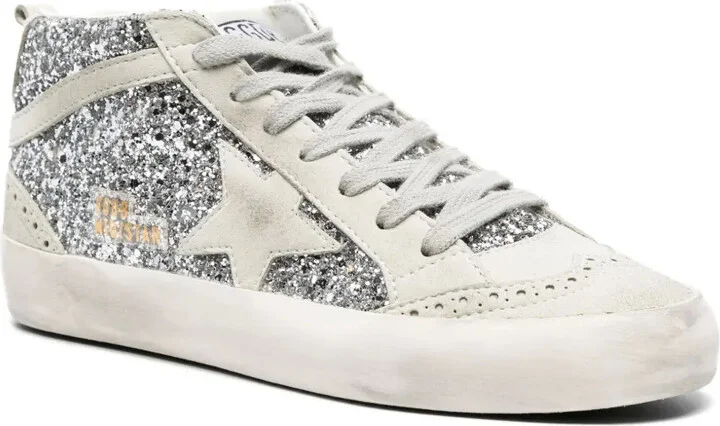 Mid-Star glitter-detail leather sneakers - Image 2