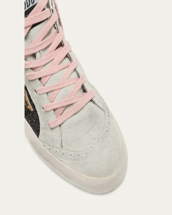 Mid Star Glitter Leopard Wing-Tip Sneakers - Image 3