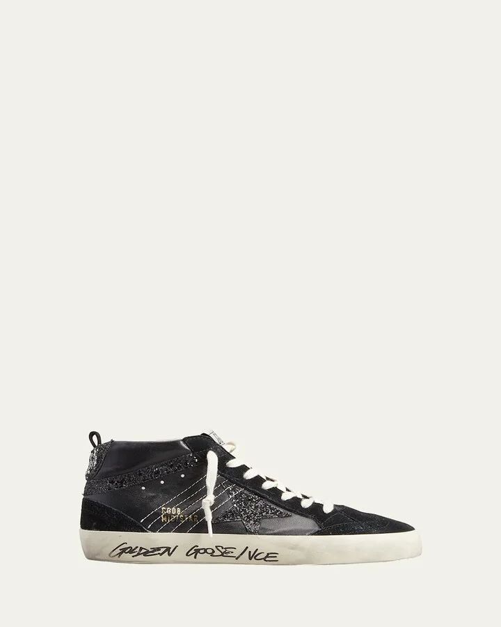 Mid Star Glitter Wing-Tip Sneakers