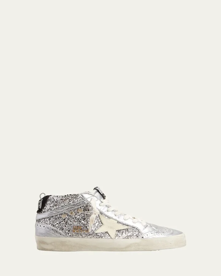 Mid Star Glitter Wing-Tip Sneakers