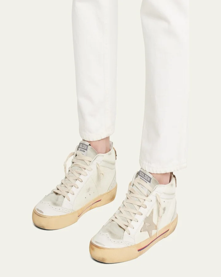 Mid Star Mixed Leather Wing-Tip Sneakers - Image 2