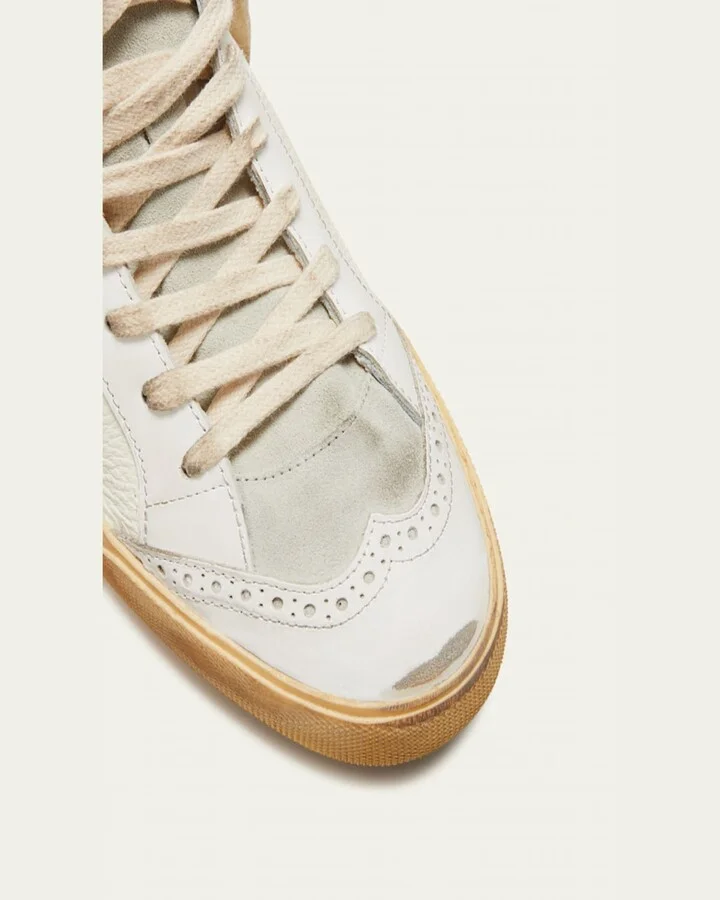 Mid Star Mixed Leather Wing-Tip Sneakers - Image 3