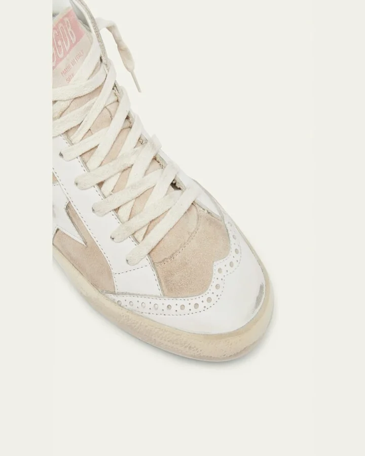 Mid Star Mixed Leather Wing-Tip Sneakers - Image 4