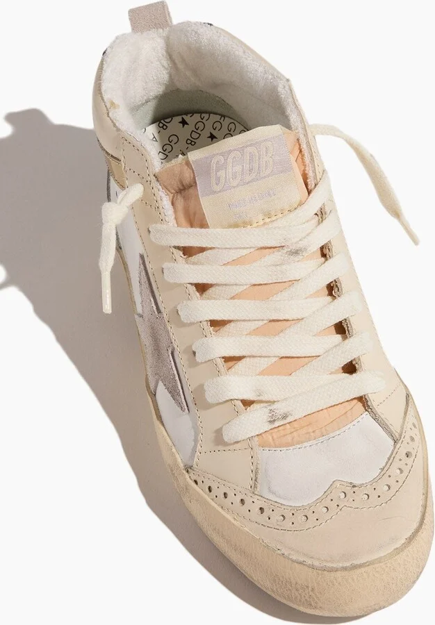 Mid Star Sneaker in White/Ivory/Light Lilac/Light Grey/Gold/Black - Image 4