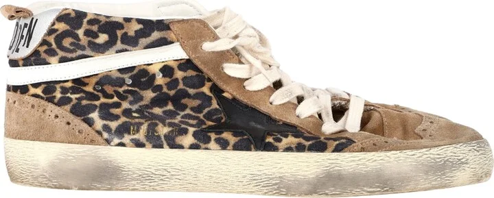 Mid-Star Sneakers in Leopard Print Pony Hair and Suede