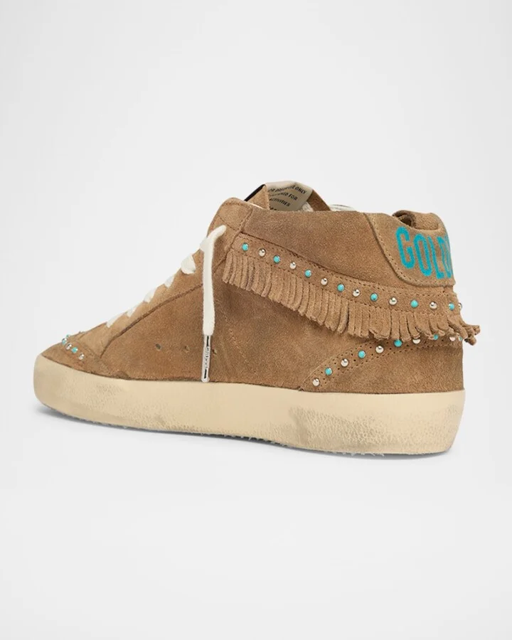 Mid Star Suede Mid-Top Sneakers with Fringe and Studs - Image 6