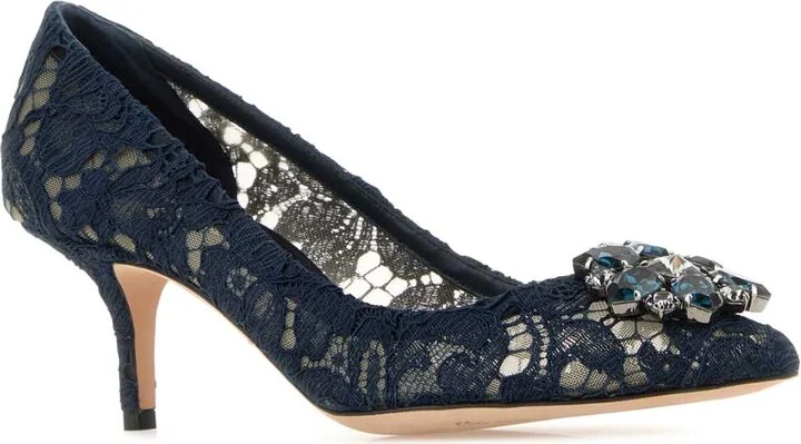 Midnight Blue Lace Pumps - Image 2