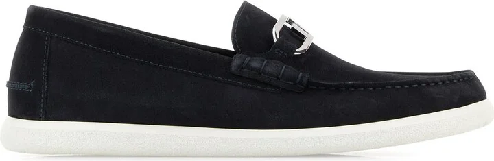 Midnight blue suede O Lock Light loafers