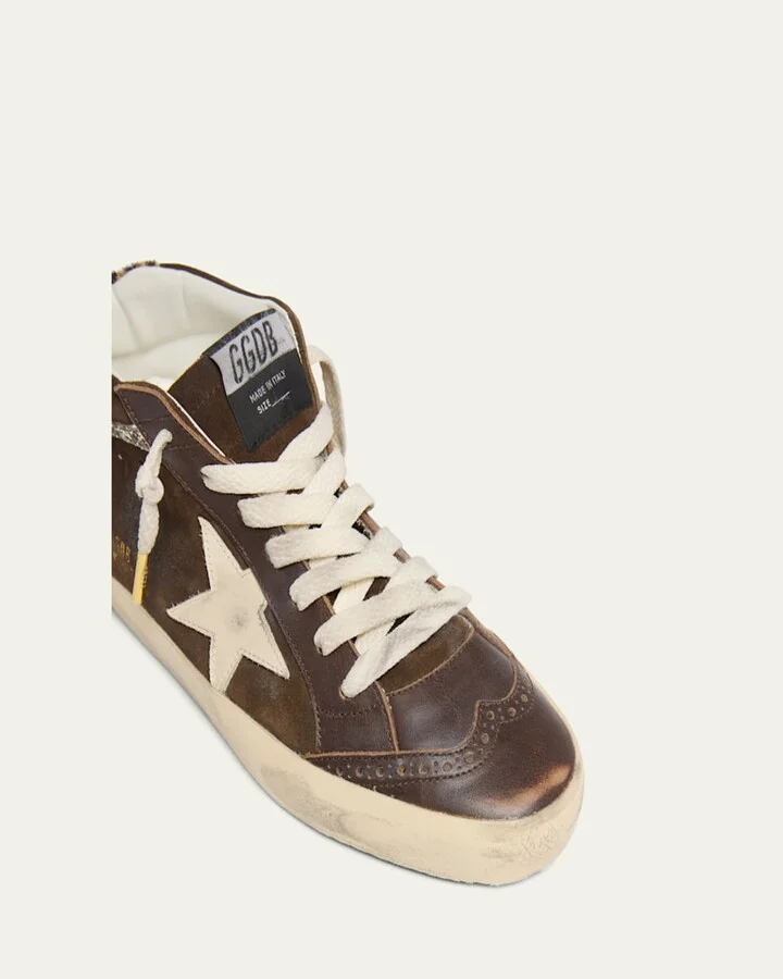 Midstar Mixed Leather Leopard Mid-Top Sneakers - Image 3
