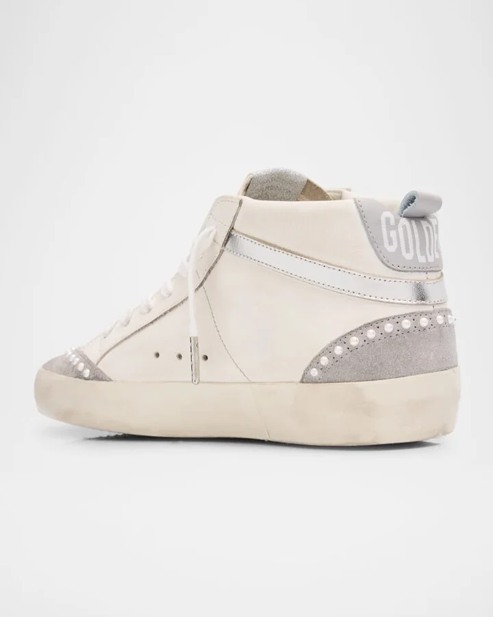 Midstar Mixed Leather Pearly Mid-Top Sneakers - Image 2