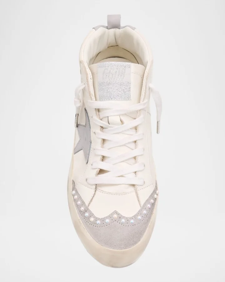 Midstar Mixed Leather Pearly Mid-Top Sneakers - Image 6