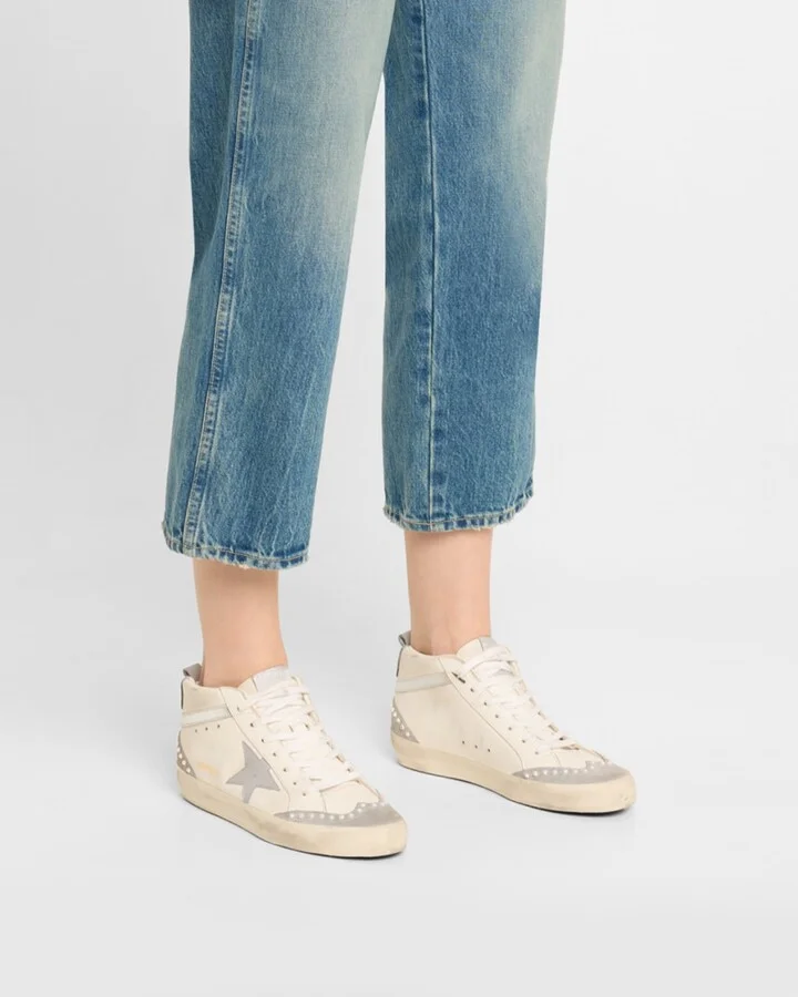 Midstar Mixed Leather Pearly Mid-Top Sneakers - Image 11