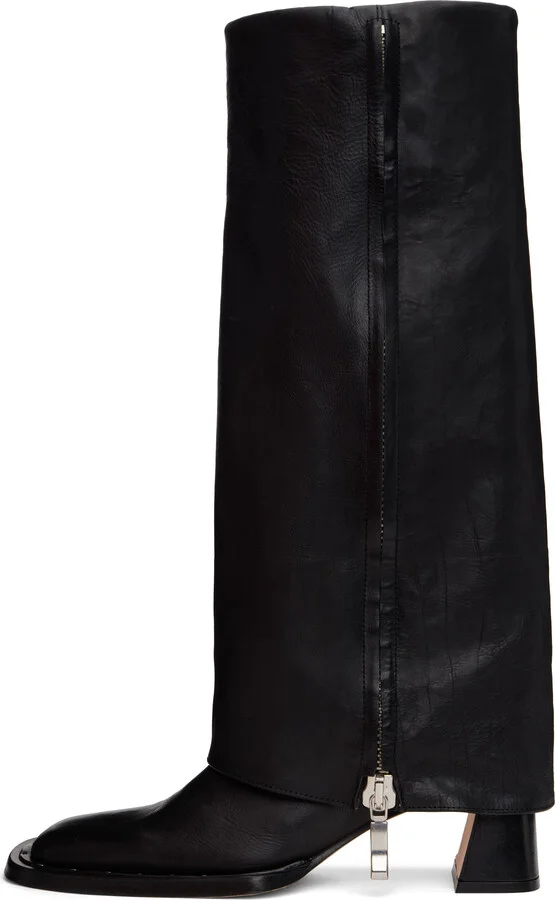 Miista Black Bellamy Fold Over Tall Boots - Image 3