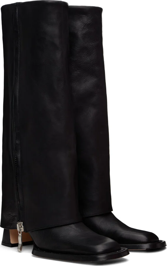 Miista Black Bellamy Fold Over Tall Boots - Image 4