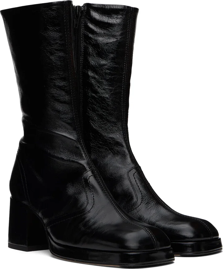 Miista Black Cass Crinkle Boots - Image 4