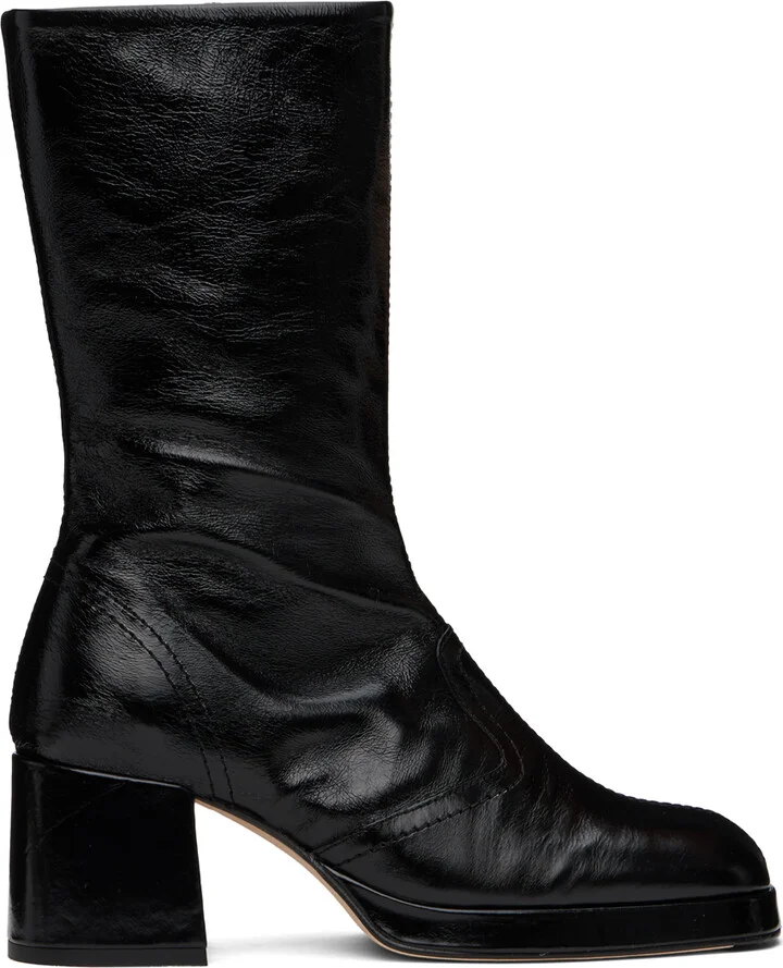 Miista Black Cass Crinkle Boots