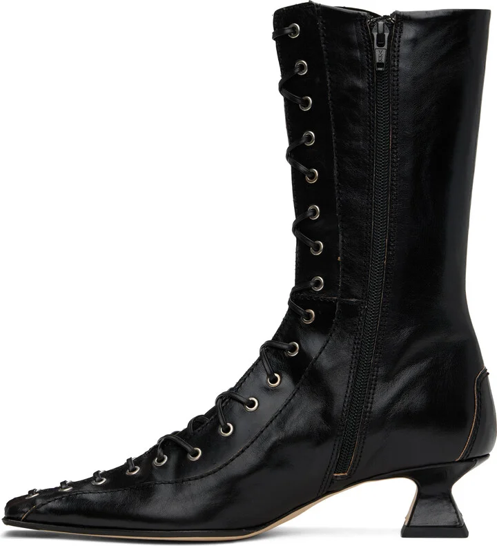 Miista Black Emile Lace-Up Boots - Image 3