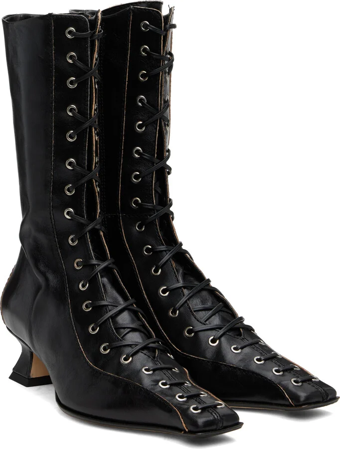 Miista Black Emile Lace-Up Boots - Image 4