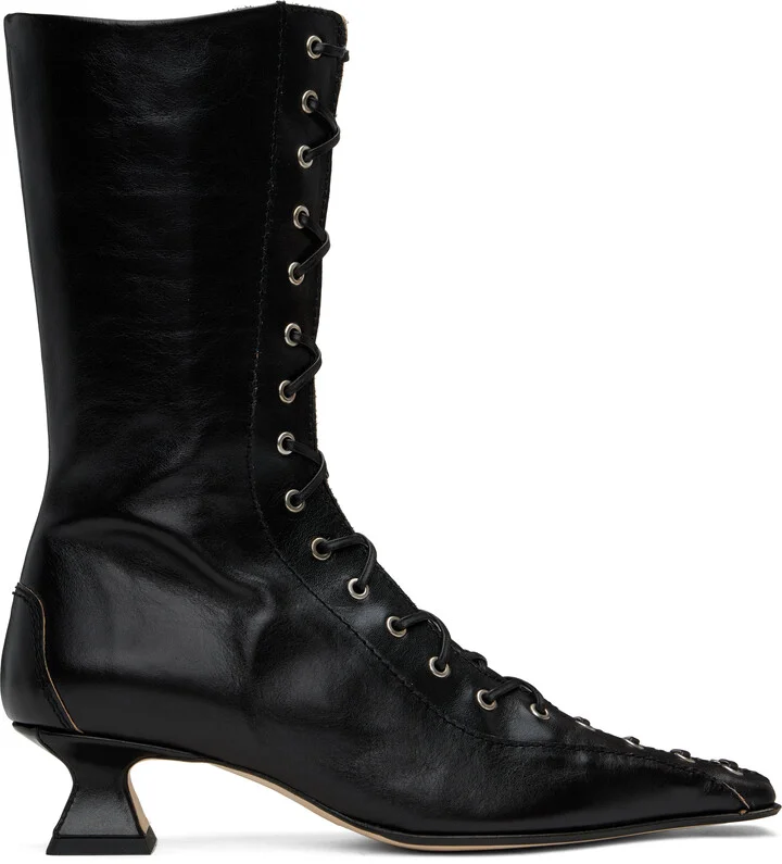 Miista Black Emile Lace-Up Boots