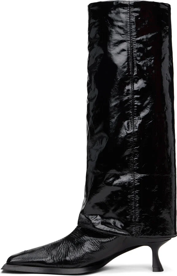 Miista Black Morgan Fold Over Tall Boots - Image 3