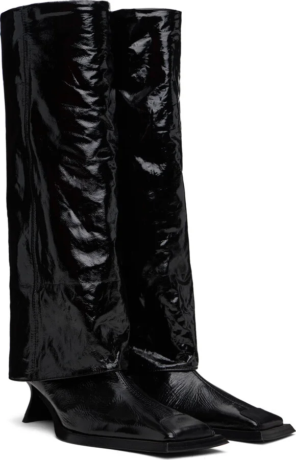 Miista Black Morgan Fold Over Tall Boots - Image 4